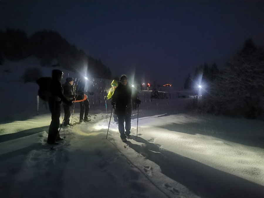 Tolle Nachtwanderung bei Schneefall