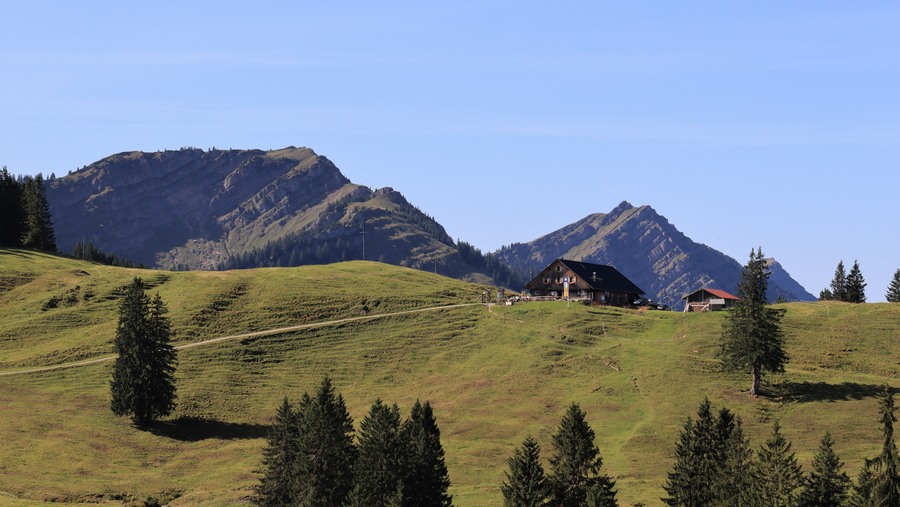 Alpe Gund mit der Nagelfluhkette im Hintergrund